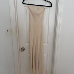 Cream strapless knit maxi dress, S